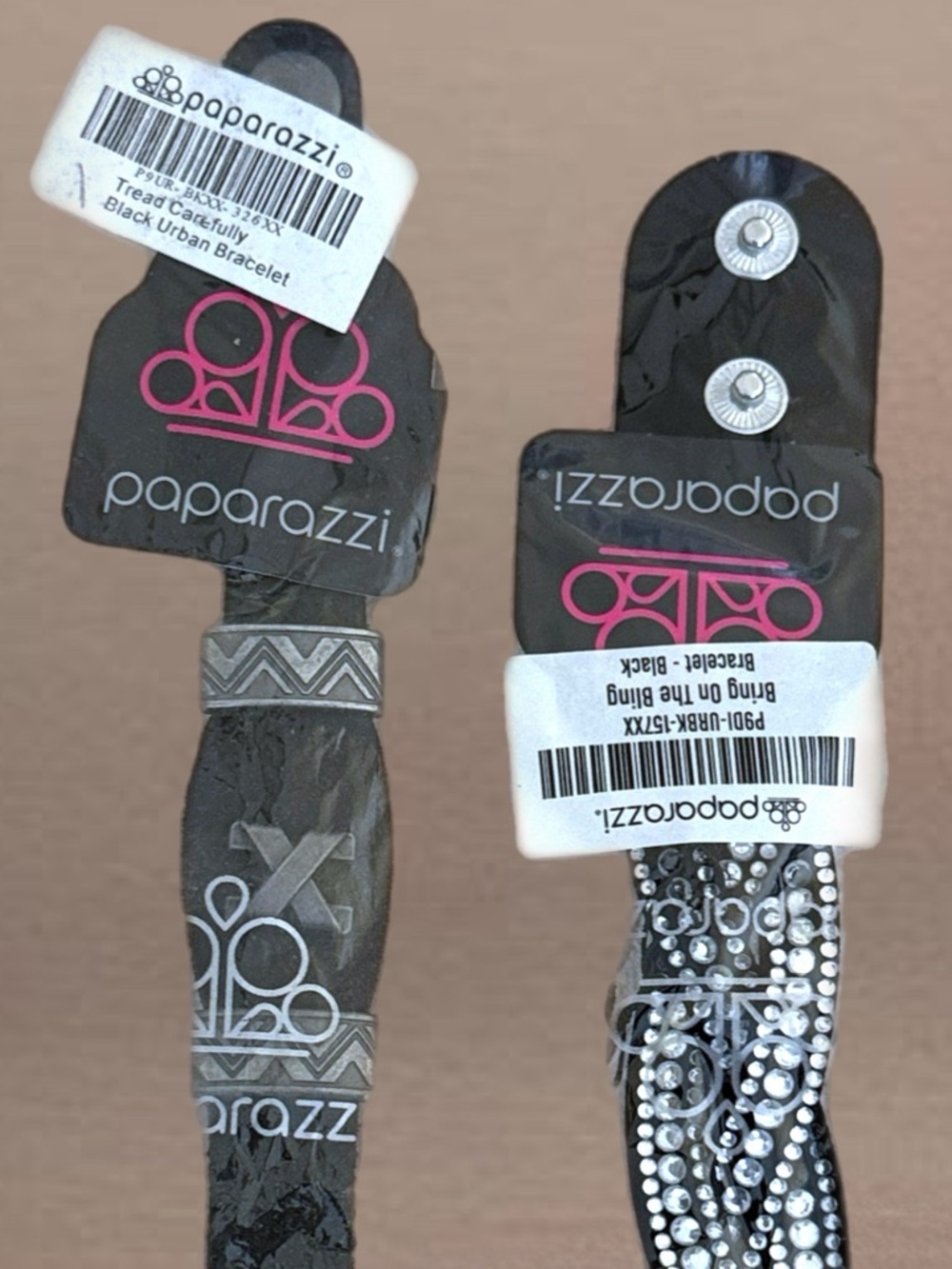 Black Rhinestone, Stud Leather Wrap Bracelets - 6 - Picture 3 of 8